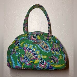 Vintage Vera Bradley Emerald Paisley Pattern Bowler Style Purse